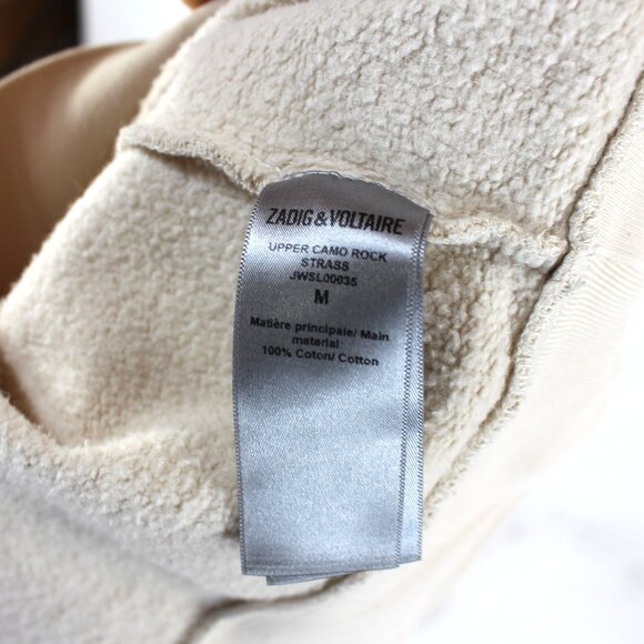 Zadig & Voltaire Camo Rock Strass Beige Pullover Crewneck Studded Sweatshirt M - Picture 7 of 8